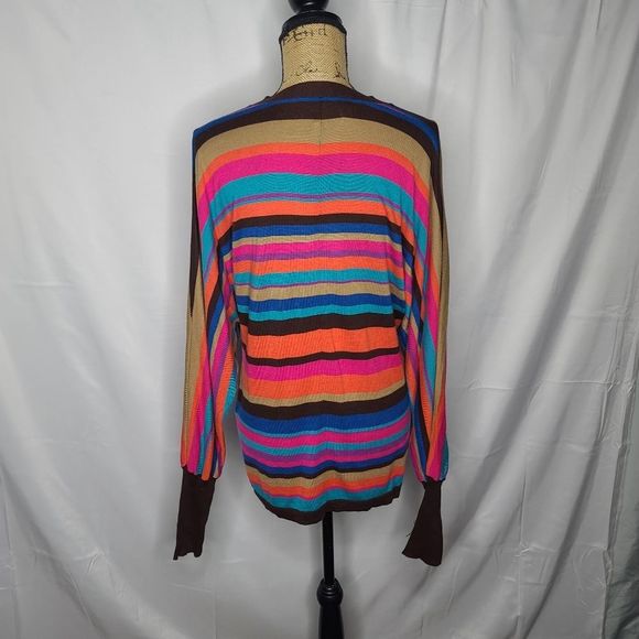 Trina Turk Rainbow Colorful Striped Cardigan Sweater - Picture 2 of 7